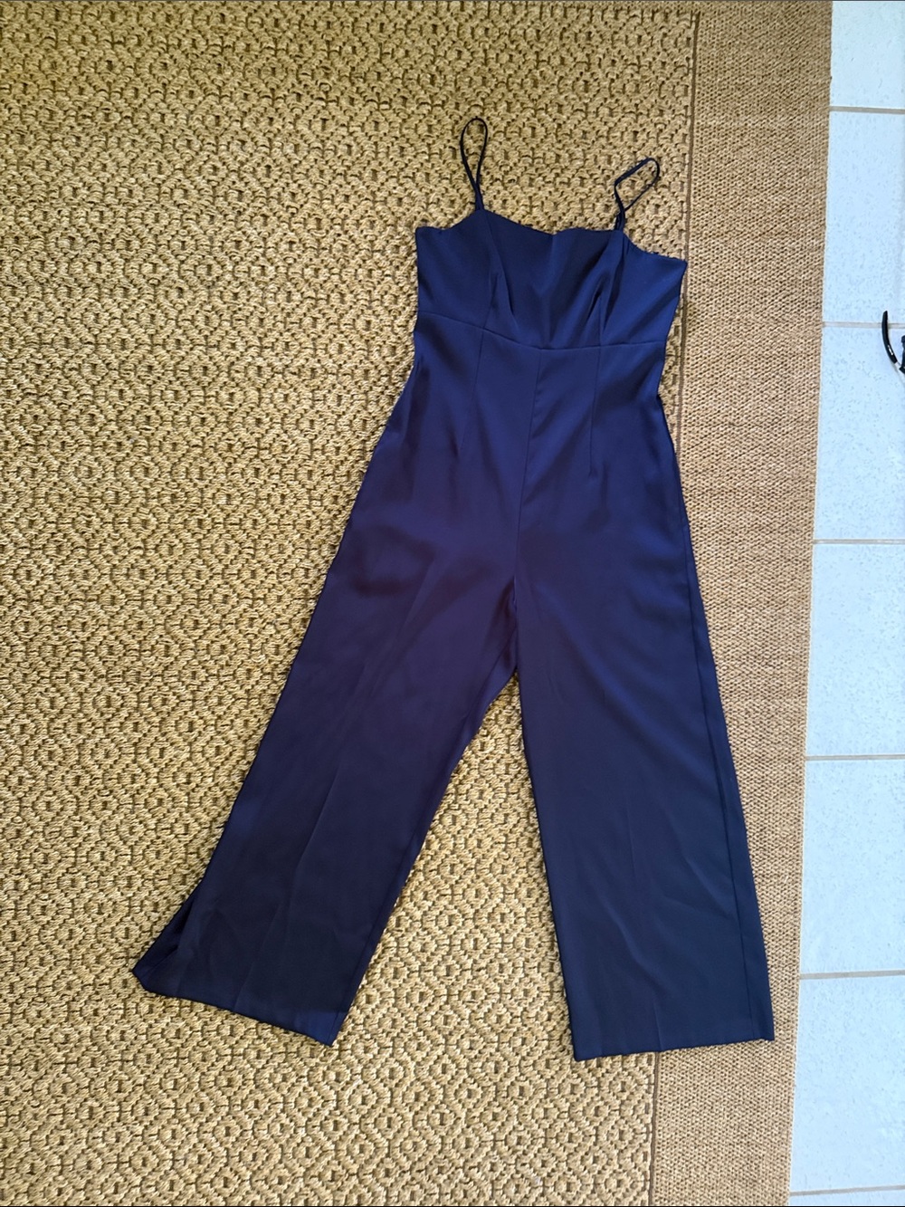 Banana Republic Navy Spaghetti Strap Wide-Leg Jumpsuit